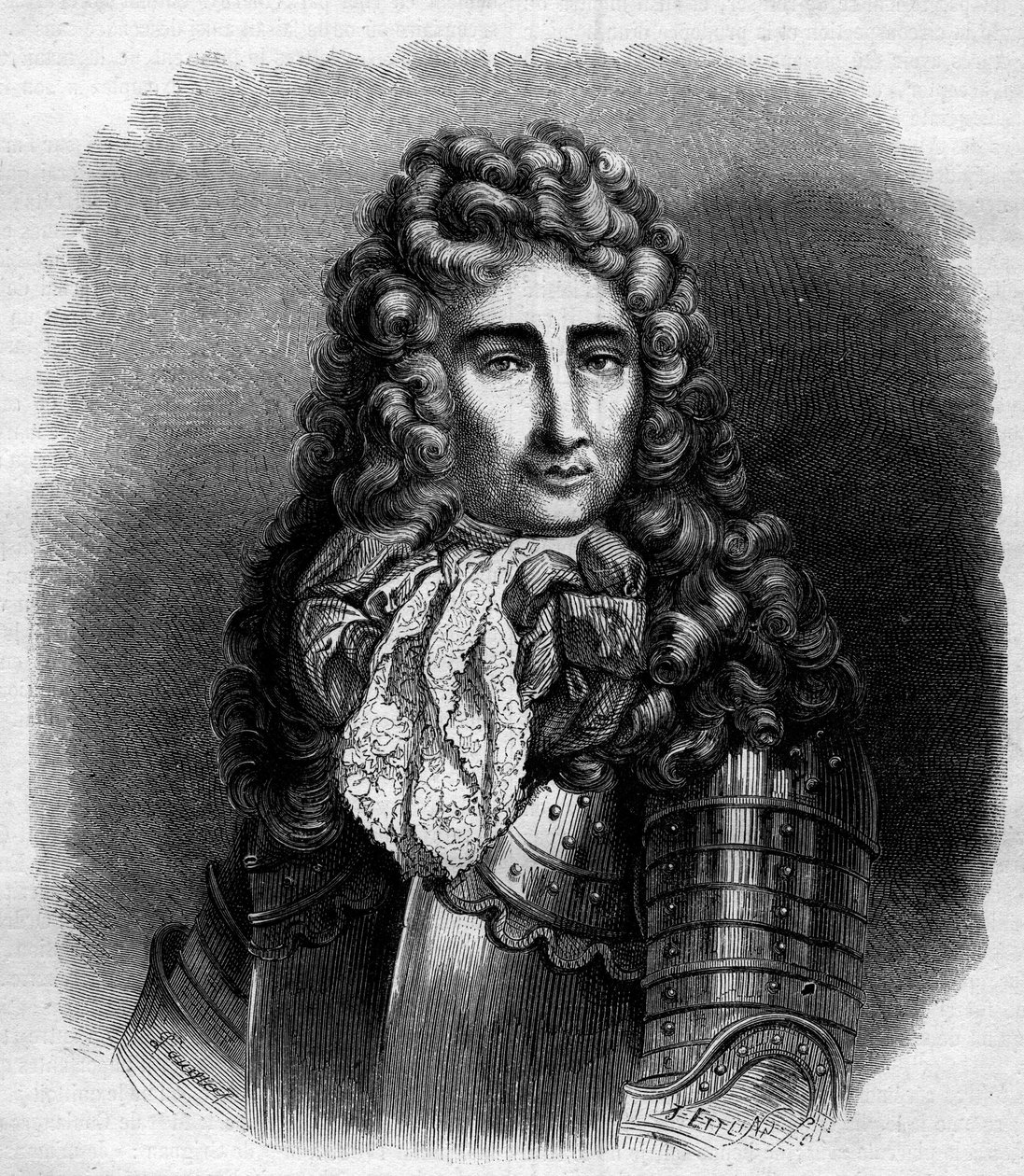 Porträt des Marschalls von Catinat (Nicolas de Catinat de La Fauconnerie) (1637-1712), französischer Militär. Gravur von 1868 nach Le Hire von French School