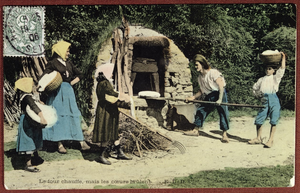 Postkarte mit einem Gemeinschaftsofen, 1906 von French School