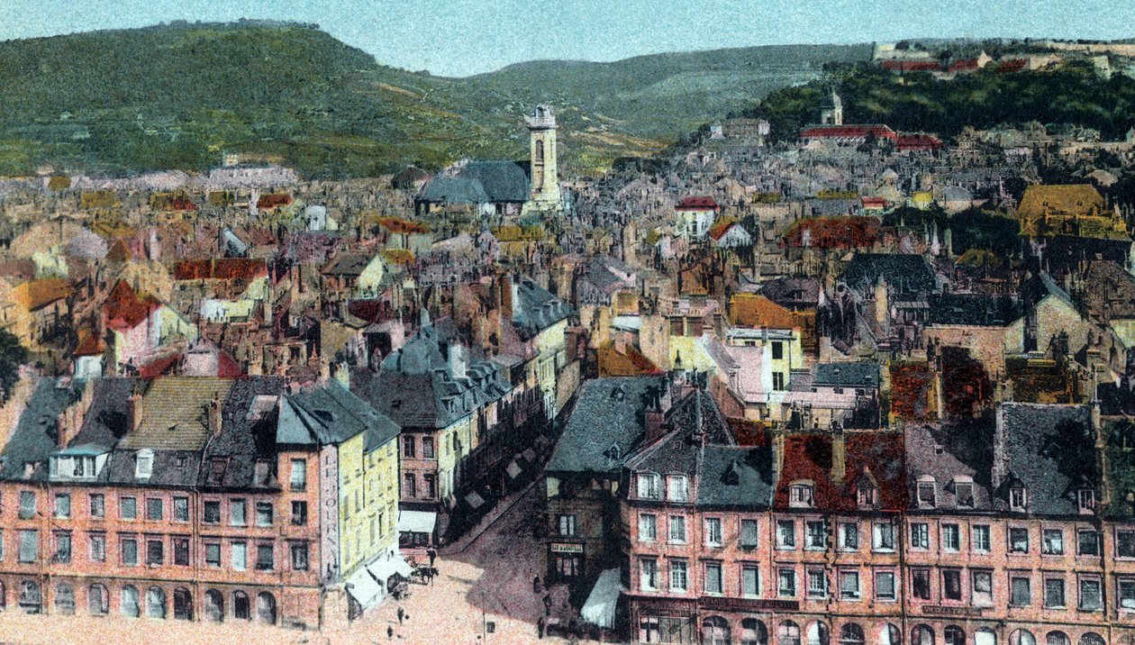 Postkarte der Aussicht vom Madeleine-Turm, Besançon, ca. 1930 von French School