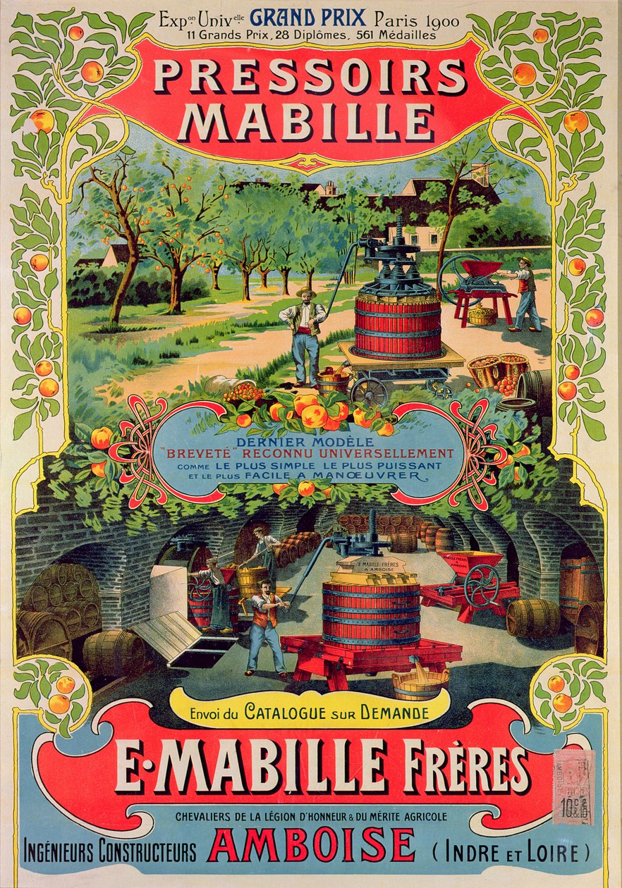 Plakat für Pressoirs Mabille, auf der Weltausstellung, Paris, 1900 von French School