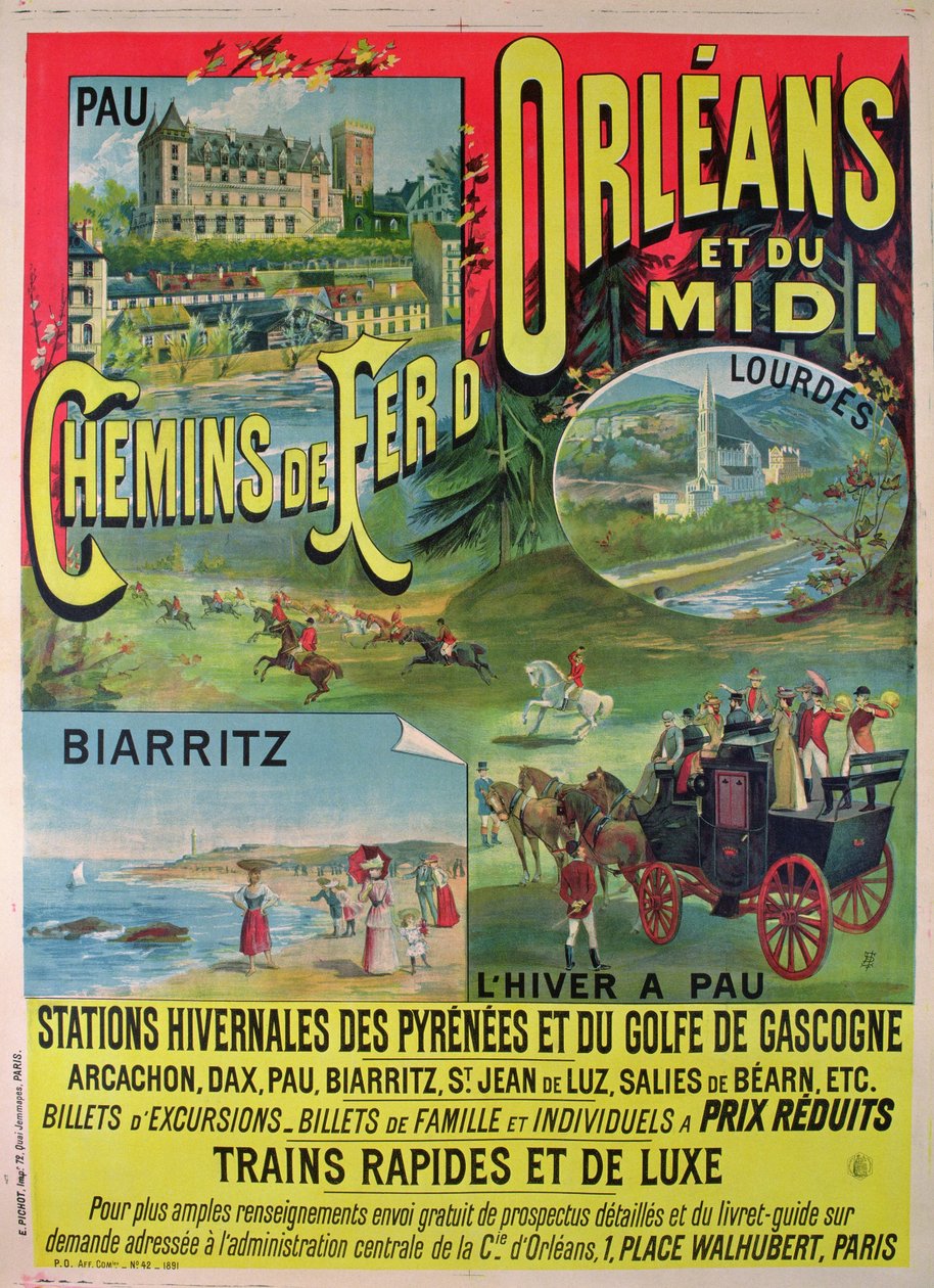 Plakatwerbung für die Eisenbahnen von Orleans und Midi, Frankreich von French School