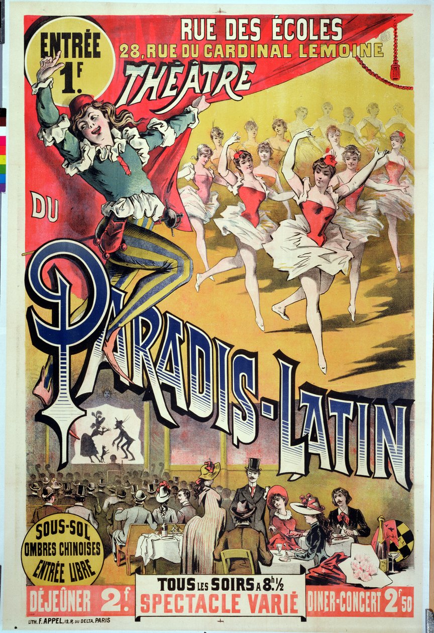 Plakat für das Théâtre du Paradis Latin, um 1880-90 von French School