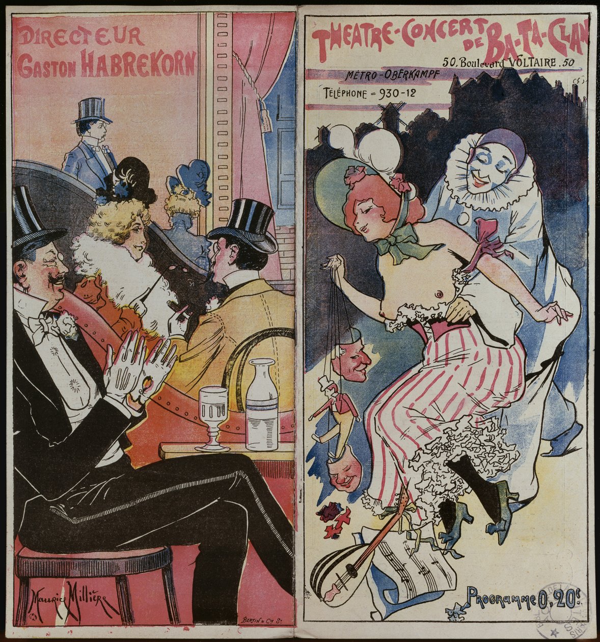 Programm für das Ba-Ta-Clan Café-Konzert, ca. 1905 von French School