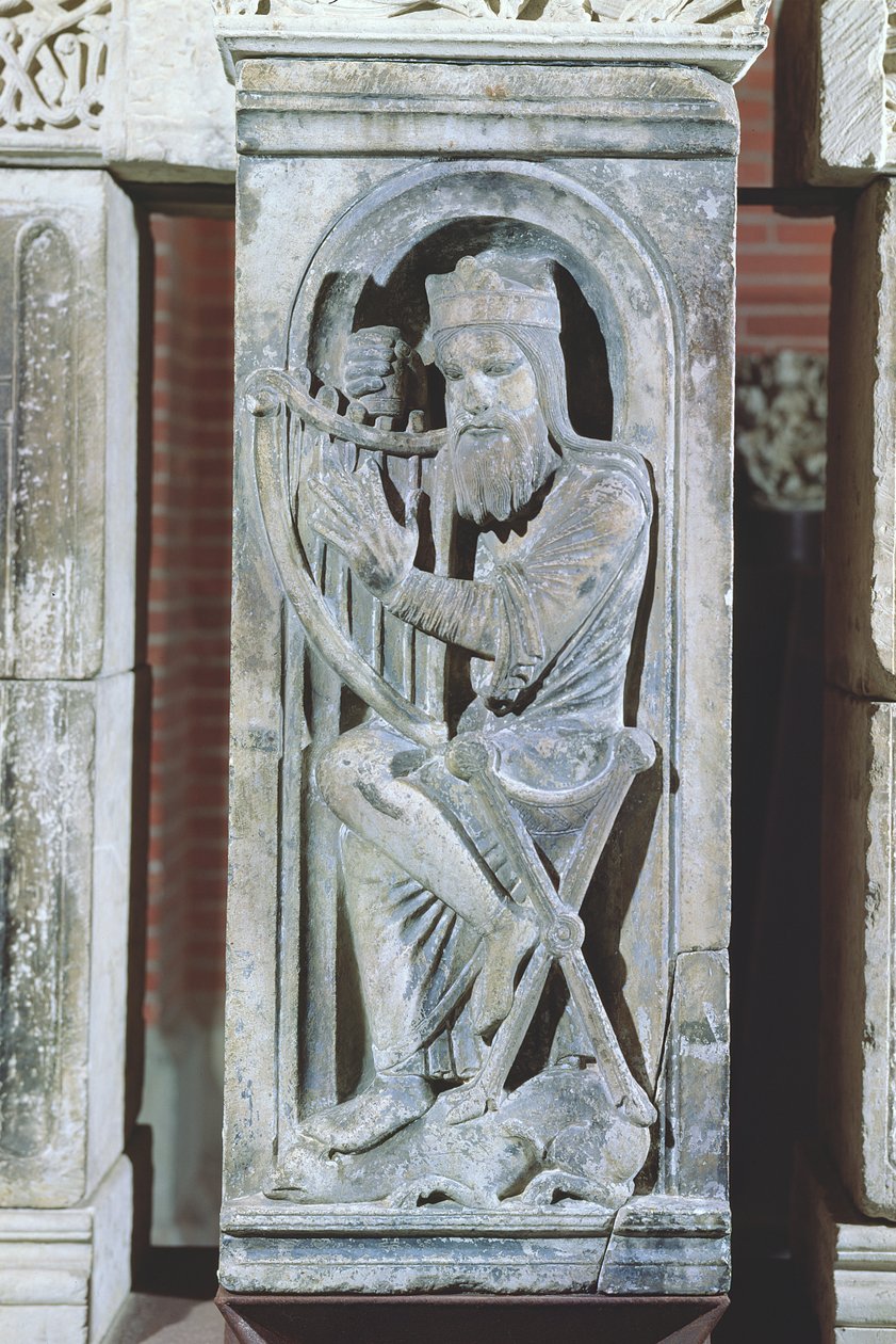Relief, das König David beim Harfenspiel darstellt, aus La Daurade von French School