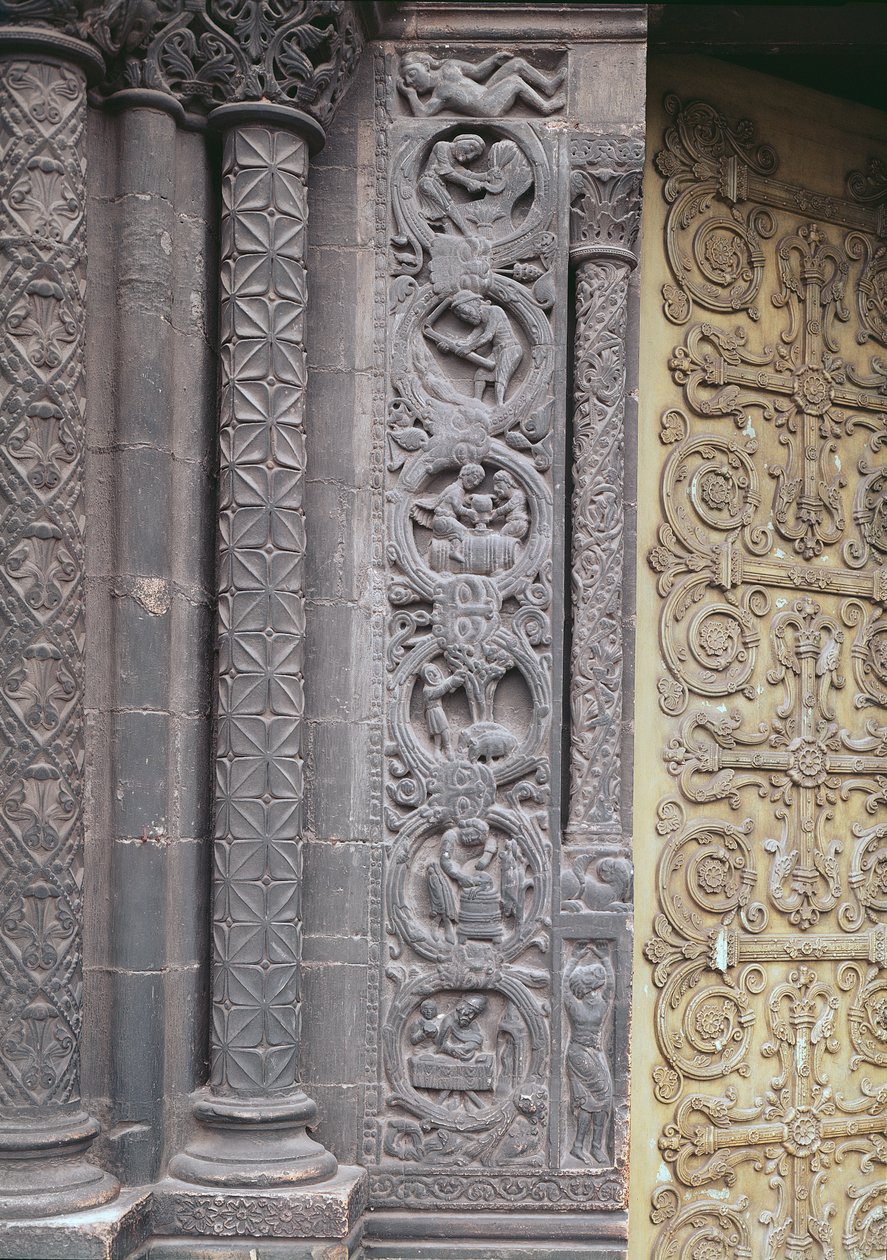 Relief von der Westfassade, das die Monatsarbeiten darstellt, 1122-40 von French School
