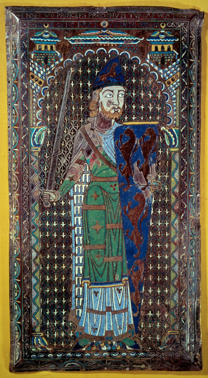 Darstellung von Geoffroi V. (Geoffroy) Le Bel Plantagenet (Graf von Maine und Anjou, Herzog der Normandie) (1113-1151). Grabplatte in Email. 1151. Musée de Tessé. Le Mans von French School