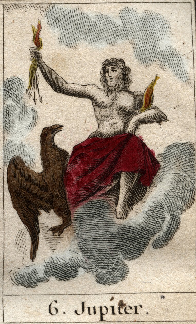 Darstellung von Jupiter (oder Jove), König der Götter und Gott des Himmels und des Donners. Aus „Mythologie der Jugend“ von Pierre Blanchard 1803 von French School