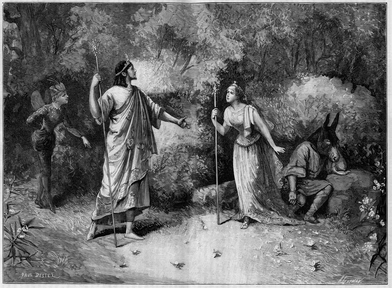 Theateraufführung: „Ein Sommernachtstraum“ von Paul Meurice (1818-1905) nach William Shakespeare (1564-1616). Paris, Théâtre National de l