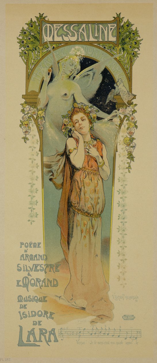 Reproduktion eines Plakats, das die Oper Messaline, Casino de Monte Carlo, 1898, bewirbt von French School