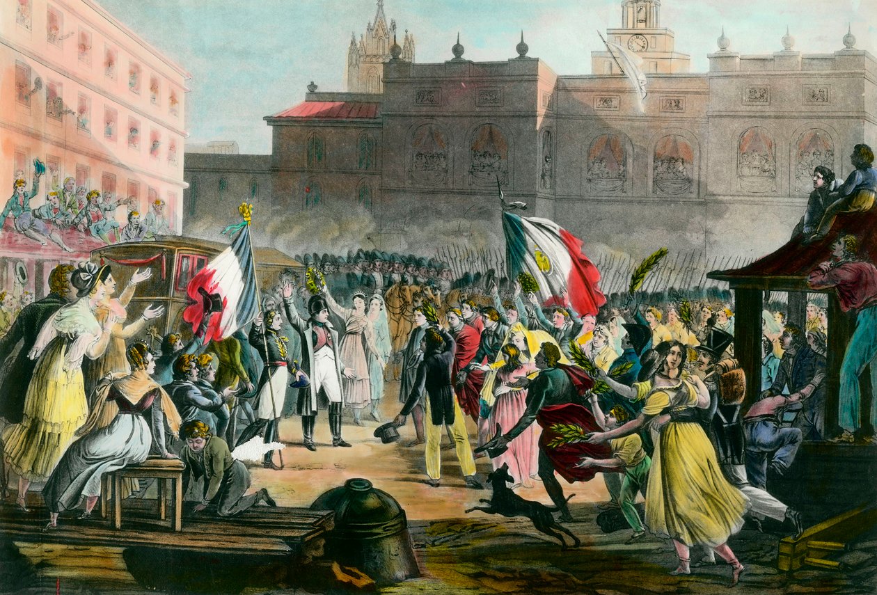 Rückkehr von Napoleon Bonaparte von der Insel Elba nach Grenoble im März 1815 von French School