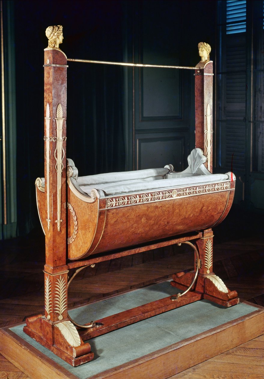 Wiege des Königs von Rom, aus Saint-Cloud, 1811-15 (Ulmenholz) von French School