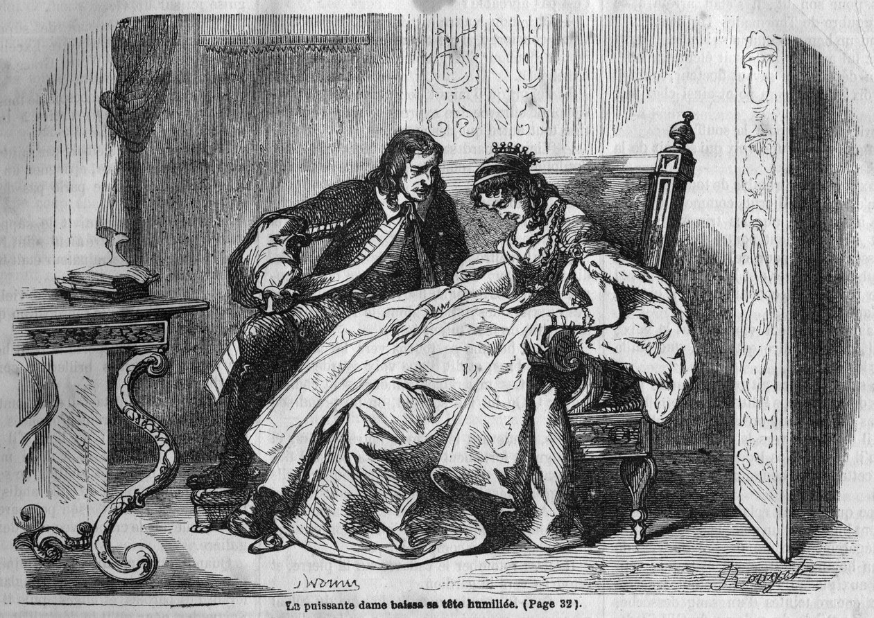 Romanserie: „Die grünen Damen“ von George Sand (Aurore Dupin, Baronne Dudevant) (1804-1876). Gravur in „Les bons romans“ von French School