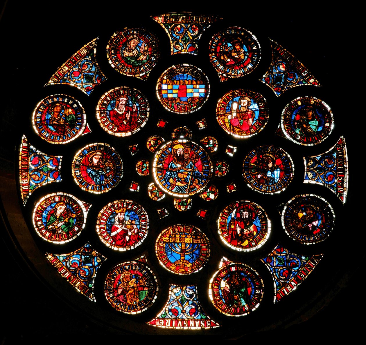 Rosettenfenster, das den Alten Bund darstellt, ca. 1235 von French School