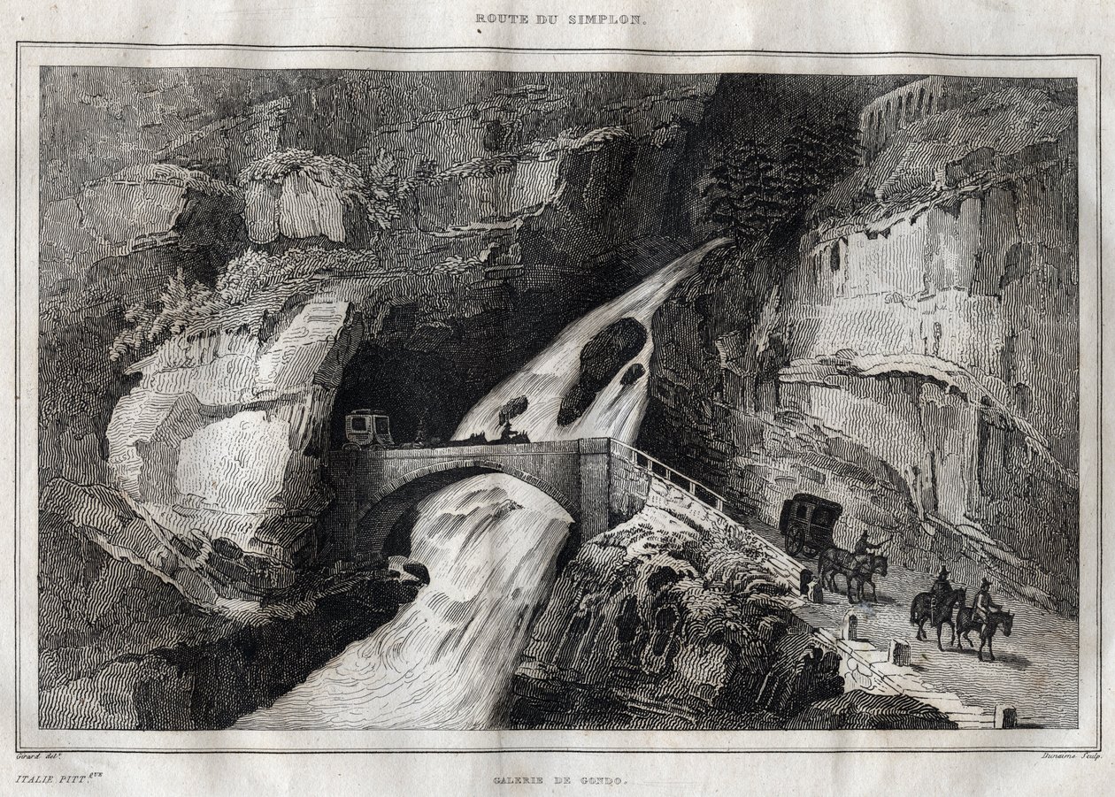 Route du Simplon - Gravur aus „Picturesque Italy“ von M. de Norvins, Ch. Nodier 1834-1836. von French School