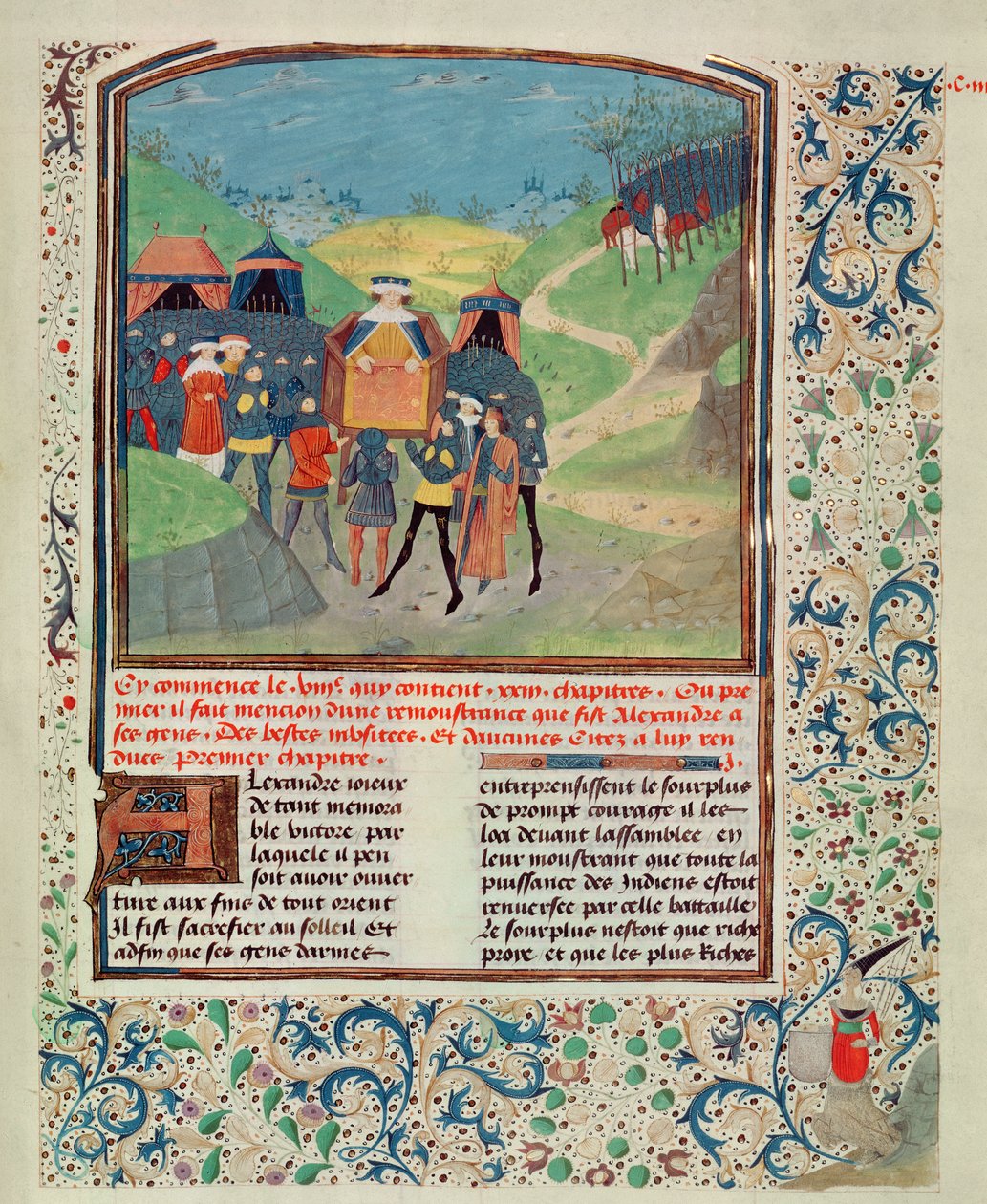 Alexander der Große spricht zu seinen Männern in der Hoffnung, sie zu überzeugen, nach Indien weiterzuziehen, aus Quinte Curse Ruffe des Fais du Grant Alexandre, ca. 1468 von French School