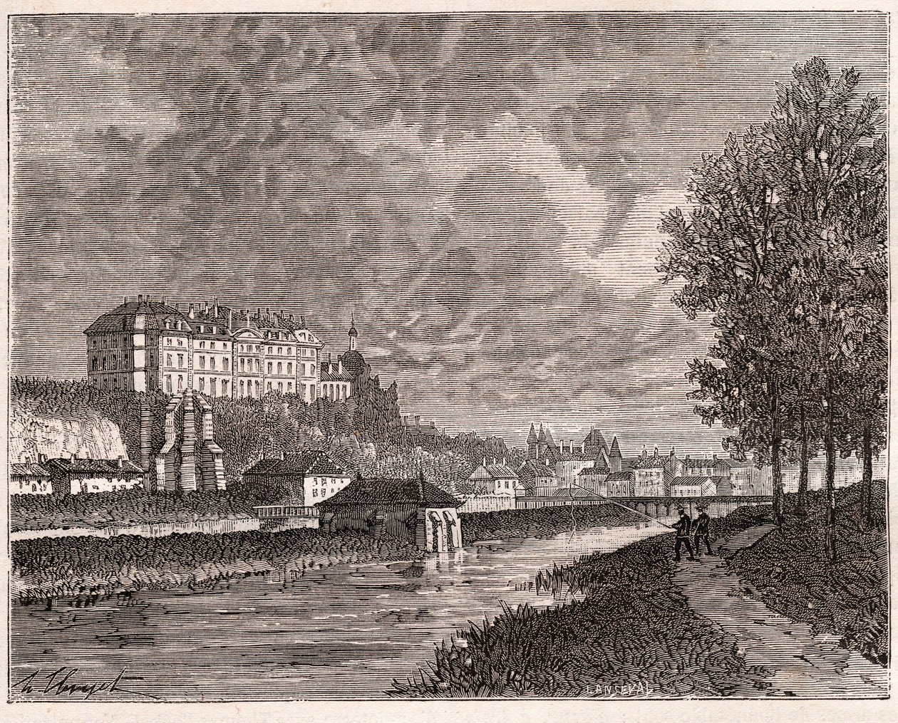 Sable-sur-Sarthe (Sable sur Sarthe) - Gravur in „La France illustree: geographie, histoire, administration statistique“ von V.A. Malt-Brown. 1884 von French School