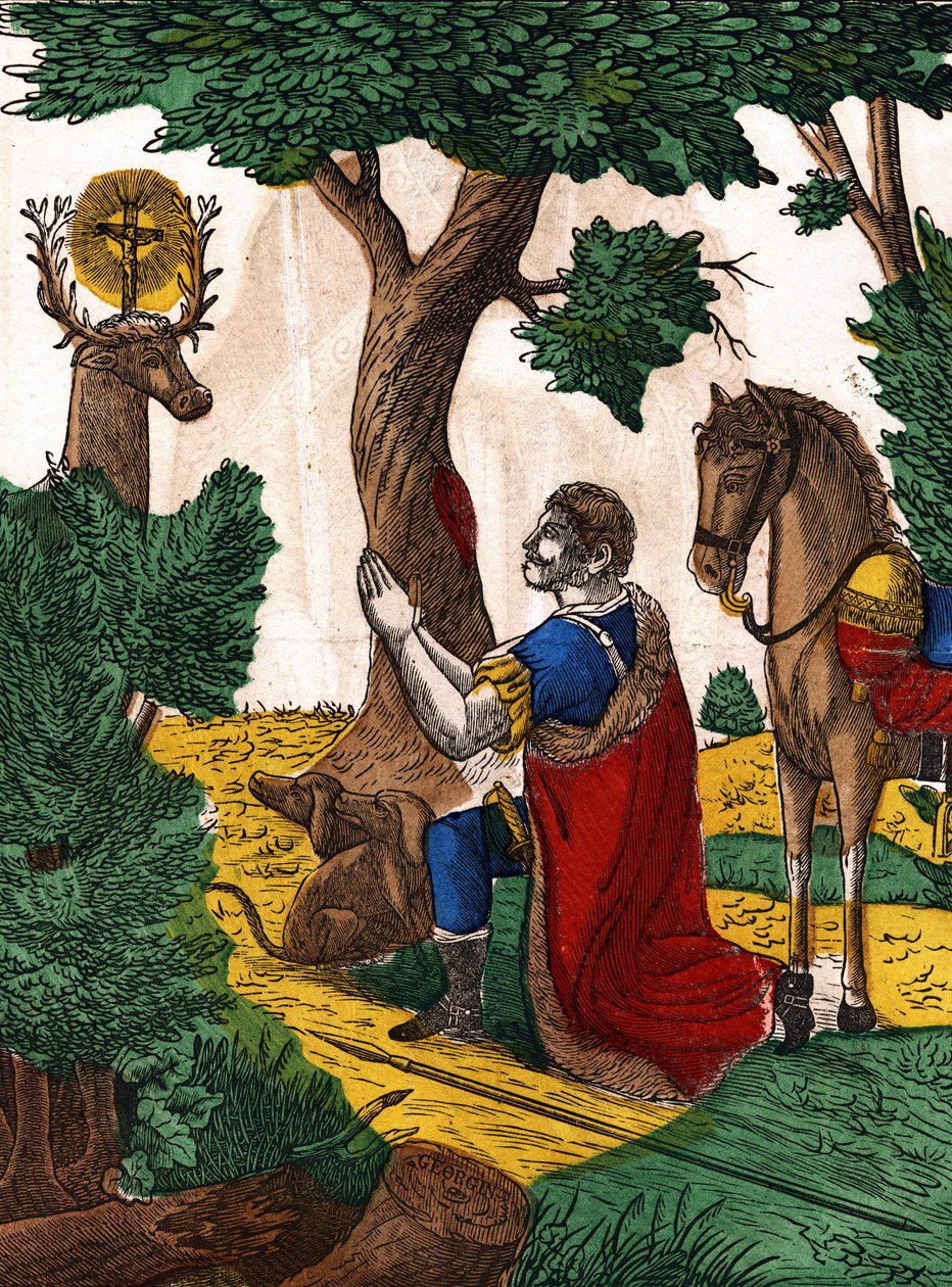 Heiliger Hubertus. Bild von Epinal, erste Hälfte des 19. Jahrhunderts. von French School