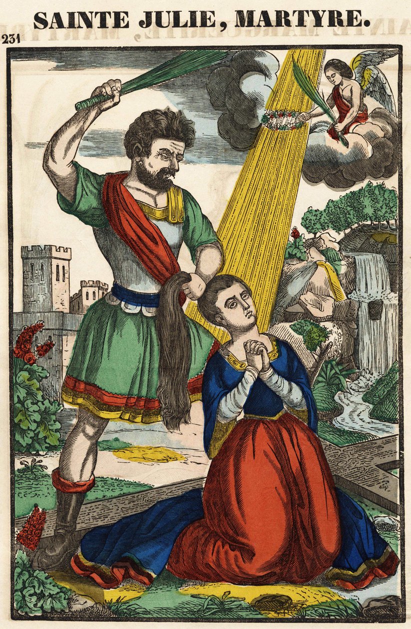 Heilige Julia, Martyrium, Epinal-Bild 19. Jahrhundert von French School