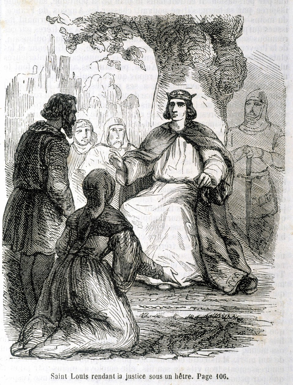 Heiliger Ludwig richtet unter einer Buche - in „Histoire de France“ von L.-P. Anquetil von French School