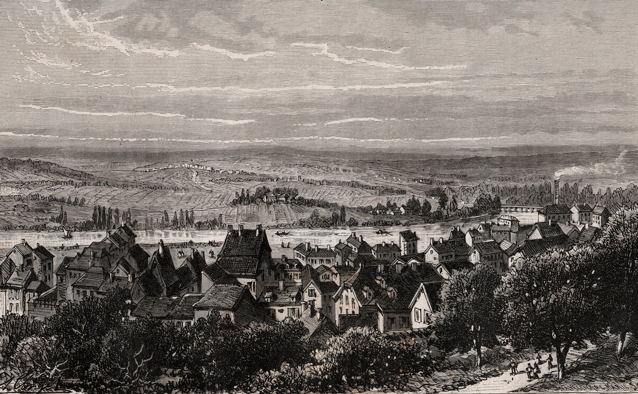 Sarreguemines - Moselle - Gravur in „La France illustrée: Geographie, Geschichte, statistische Verwaltung“ von V.A. Malt-Brown. 1884 von French School