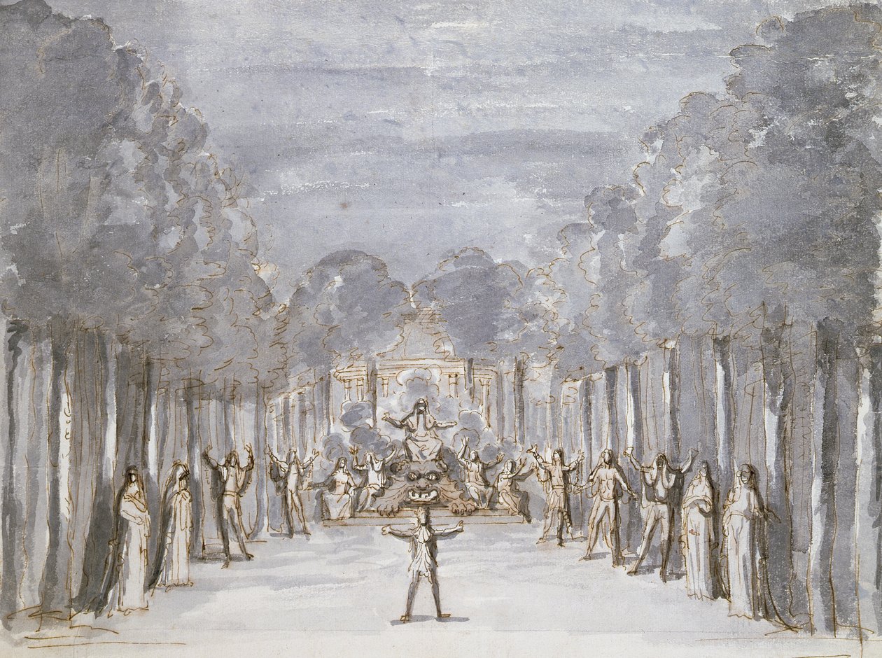 Bühnenbild für eine Oper, aus einer Sammlung mit dem Titel Les Menus Plaisirs du Roi von French School