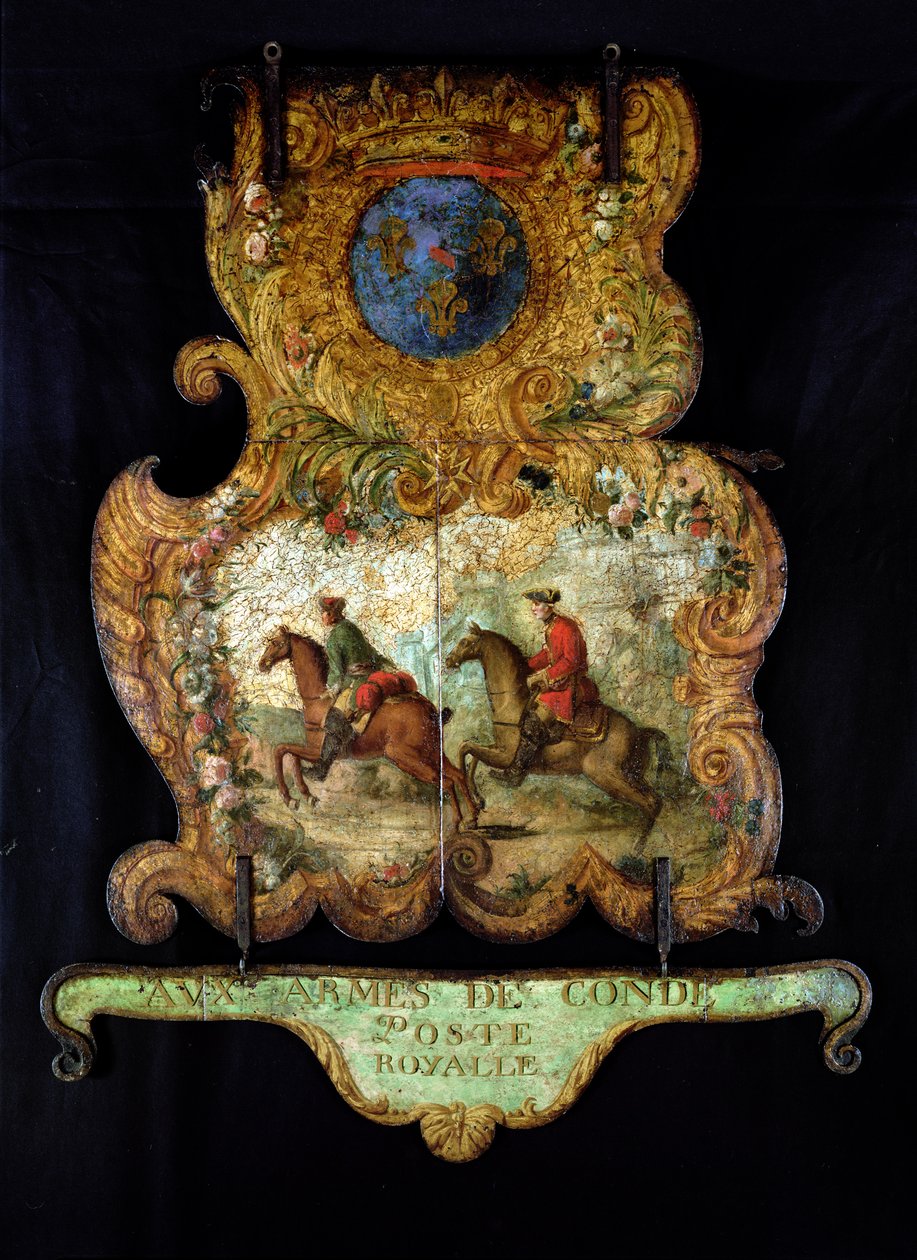 Schild für die Royal Mail von Chantilly mit dem Wappen von Conde von French School