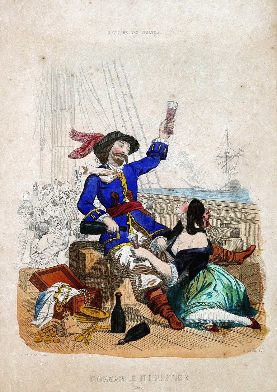Sir Henry Morgan (1635-1688) (Morgan der Freibeuter): gebürtig aus Wales in „Geschichte der Piraten und Freibeuter des Ozeans und des Mittelmeers“ von P. Christian von French School