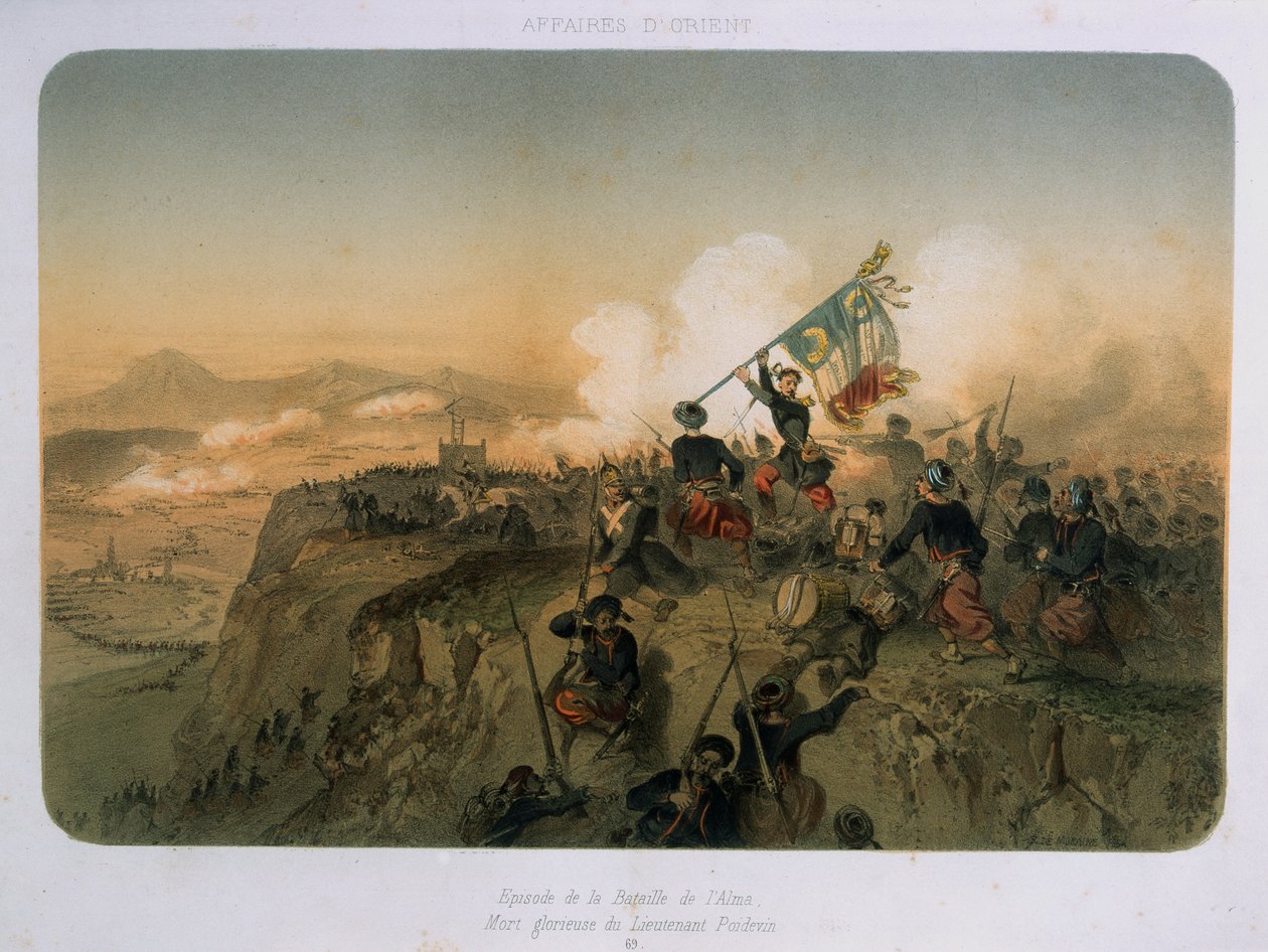 Soldaten unter Beschuss in der Schlacht von Alma am 20. September 1854, 1854 von French School