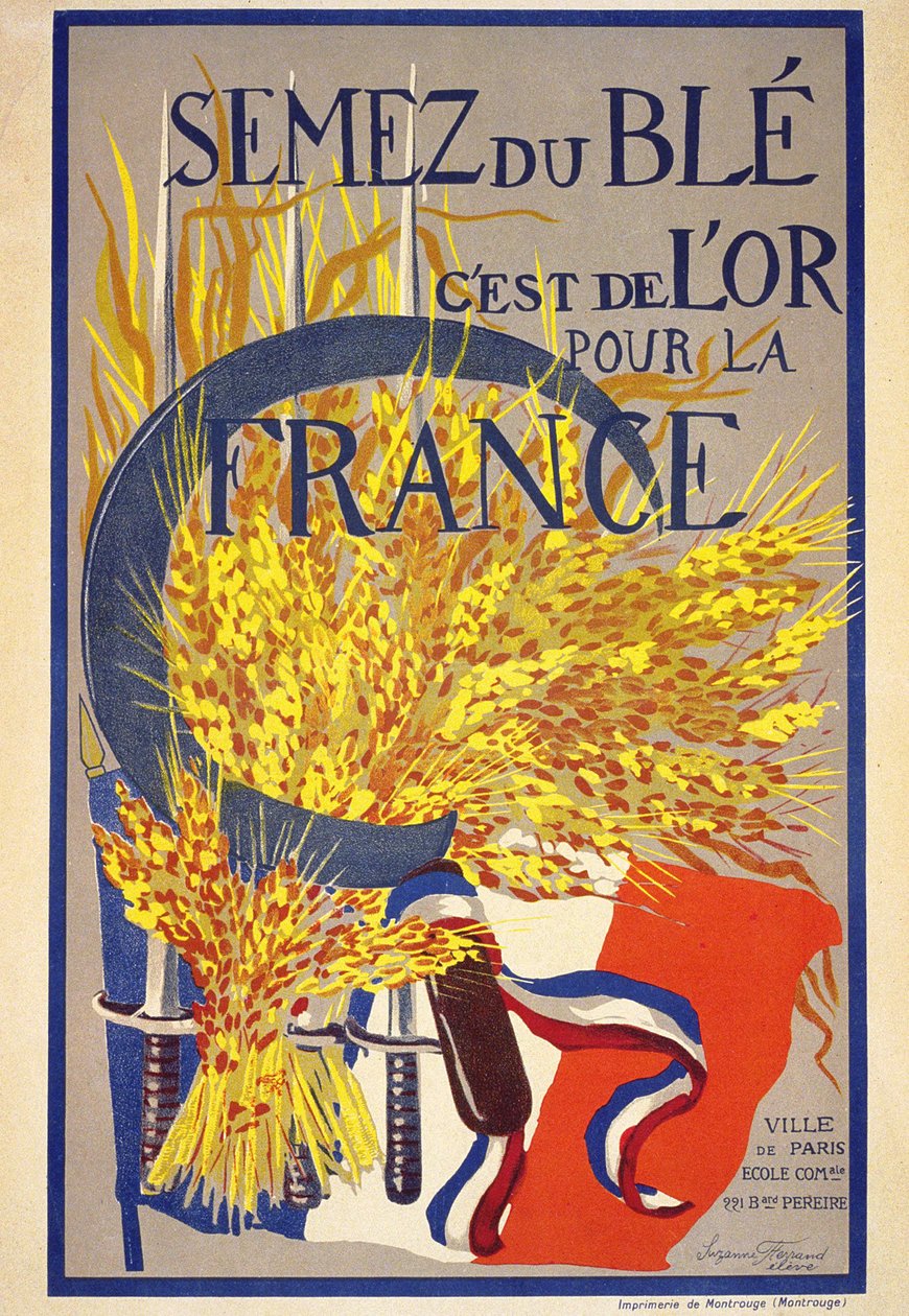 Weizen säen ist Gold für Frankreich - Plakat von French School