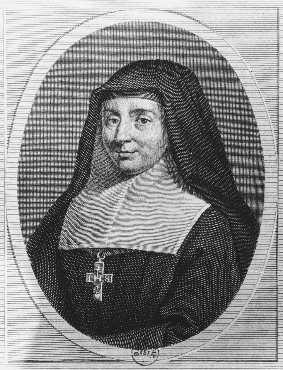 Heilige Jeanne Françoise de Chantal (Gravur) von French School