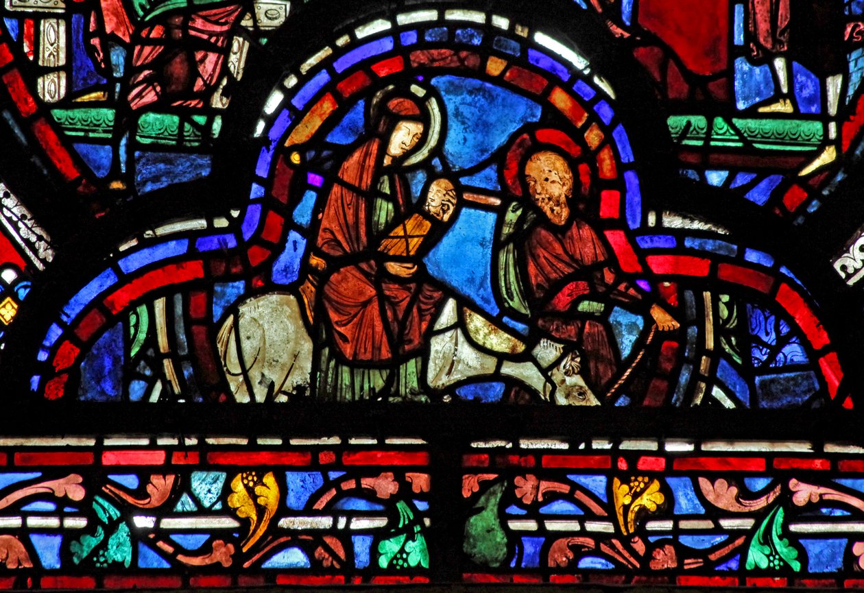 St. Johannes Fenster: Die Flucht nach Ägypten von French School