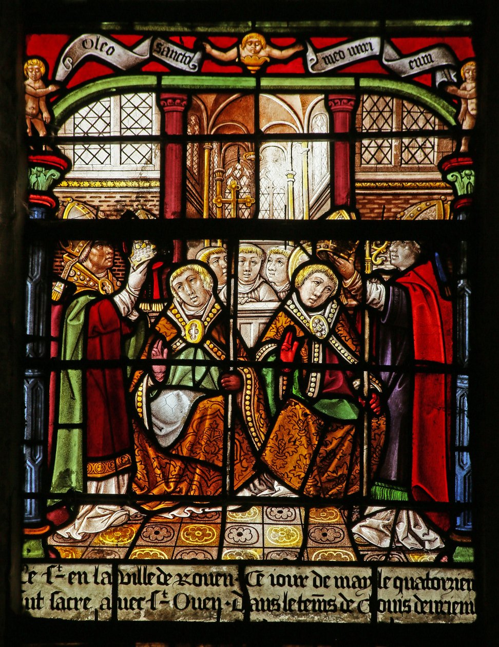 Der Heilige Ouen und der Heilige Eligius auf dem Thron von French School