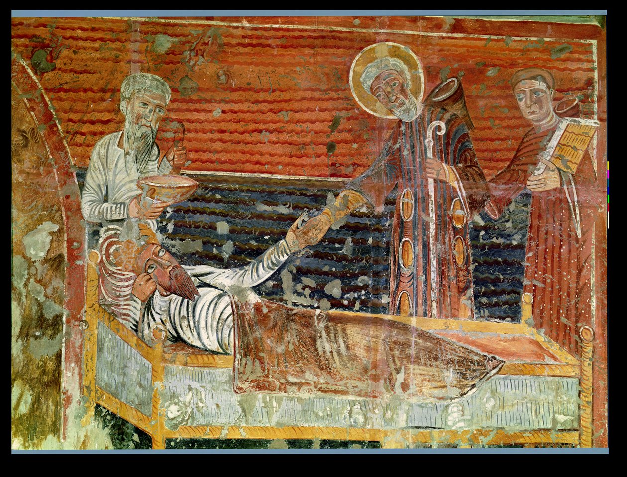 St. Severinus (gest. 507) heilt Chlodwig I. (465-511) Kopie eines Originals aus dem 12. Jahrhundert in der Kirche von Chateau-Landon von French School