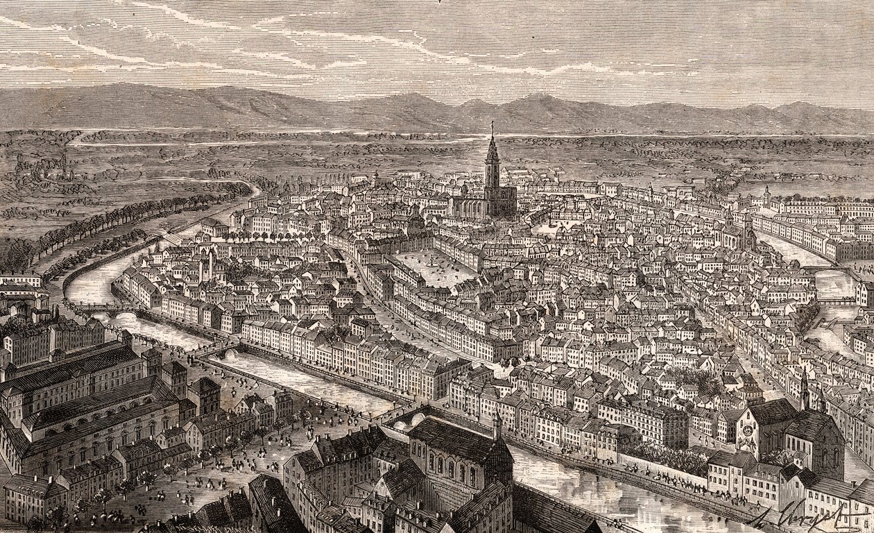 Straßburg - Bas-Rhin, im Elsass - Gravur in 