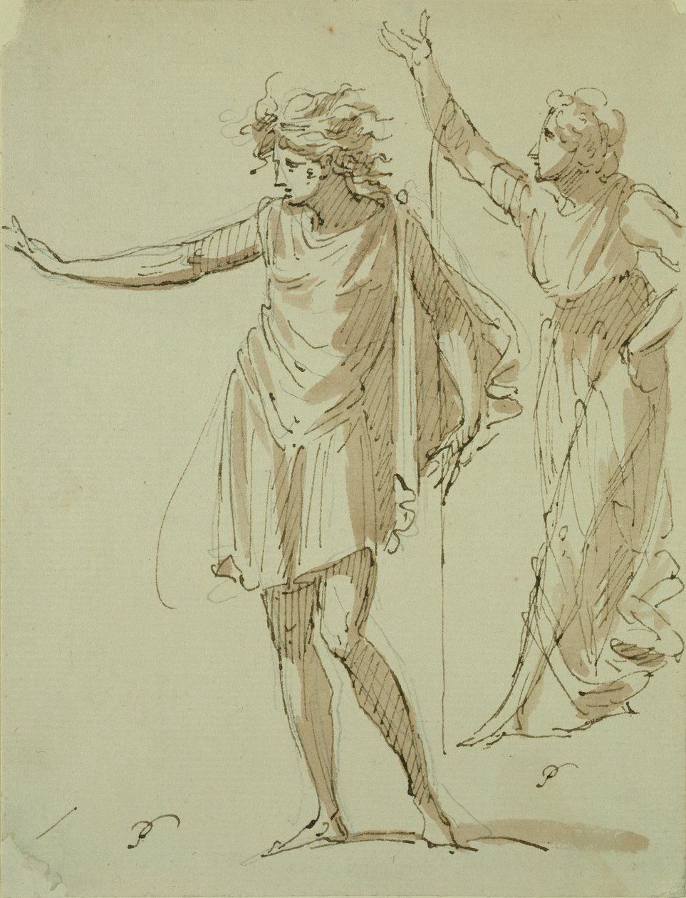 Studie von zwei klassisch drapierten Figuren, ca. 1790 von French School