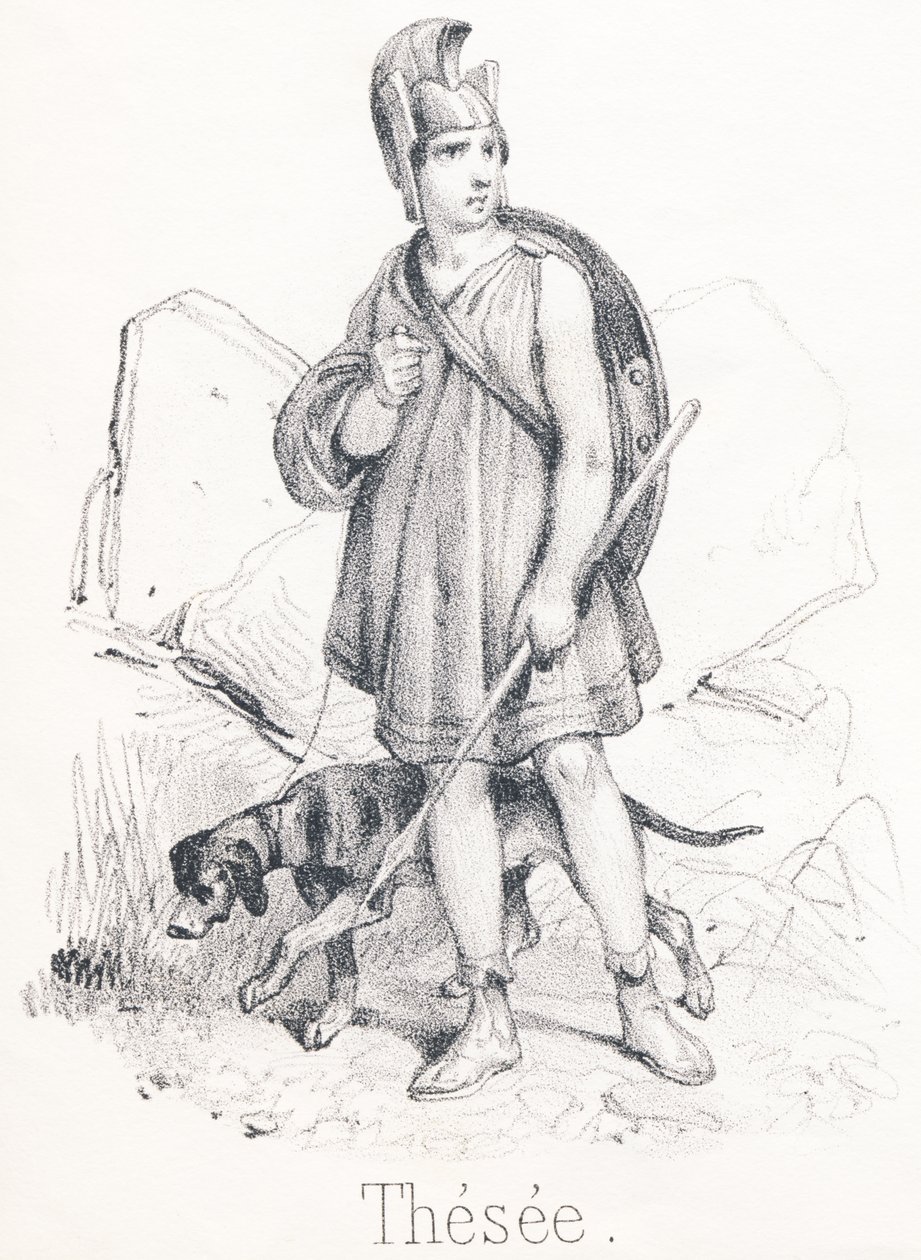 Theseus: Sohn von Ägeus, König von Athen, und Aethra. Er befreite Athen von einem Monster namens Minotaurus von French School