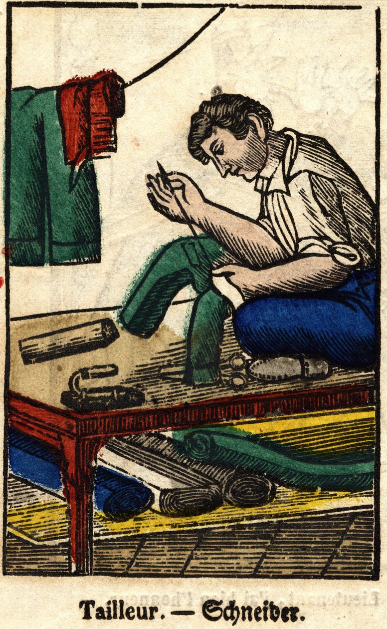 Schneider; Serie über Berufe, Bild von Epinal aus dem 19. Jahrhundert von French School