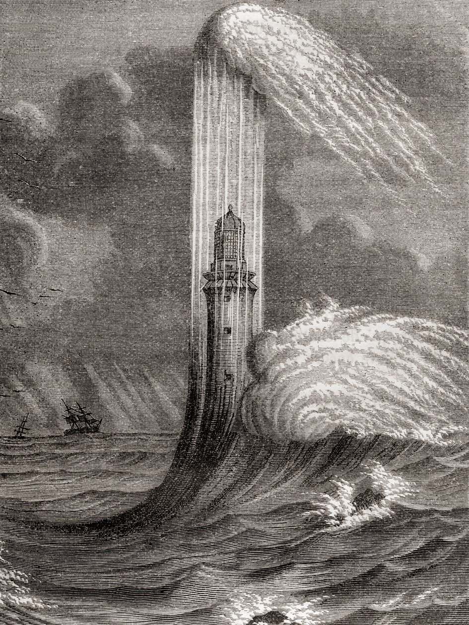 Der Eddystone-Leuchtturm aus dem 18. Jahrhundert, gebaut von John Rudyard, Eddystone Rocks, nahe Rame Head, England, aus 