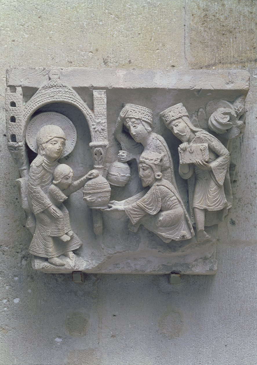 Die Anbetung der Könige, ursprüngliches Kapitell aus dem Kirchenschiff der Kathedrale von French School