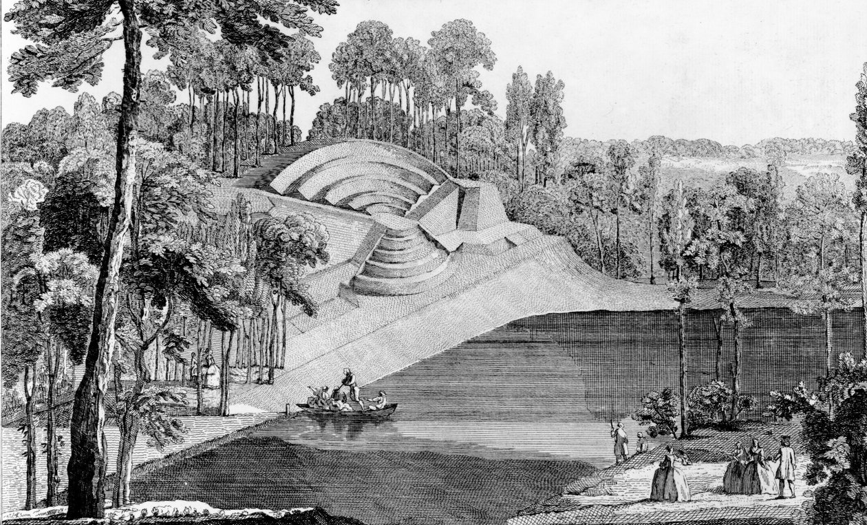 Das Amphitheater von Claremont, 6 Meilen von London, aus Details des Nouveaux Jardins a la Mode, von George Louis le Rouge, veröffentlicht ca. 1770-87 von French School