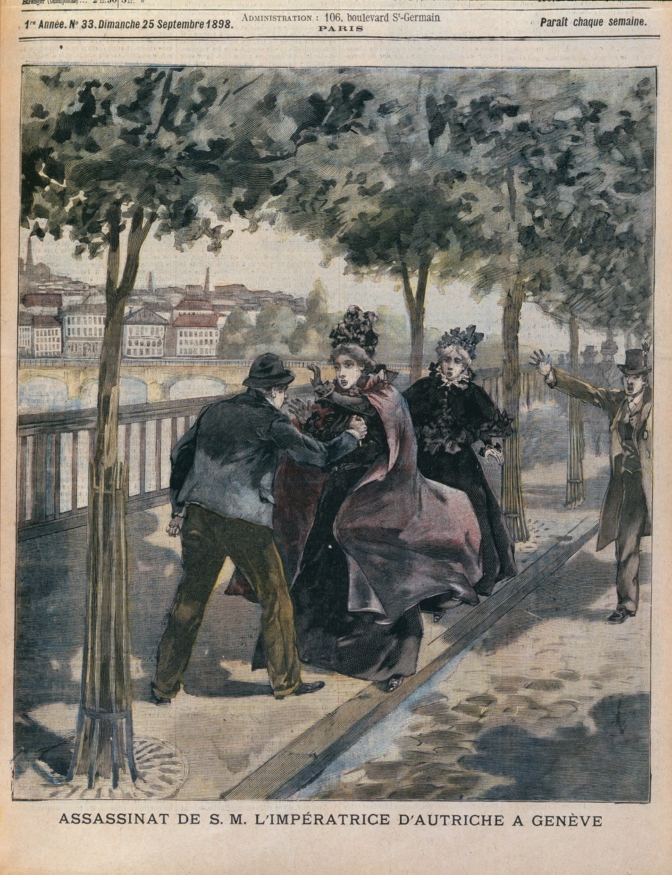 Die Ermordung von Elisabeth, Kaiserin von Österreich in Genf, Titelseite von L