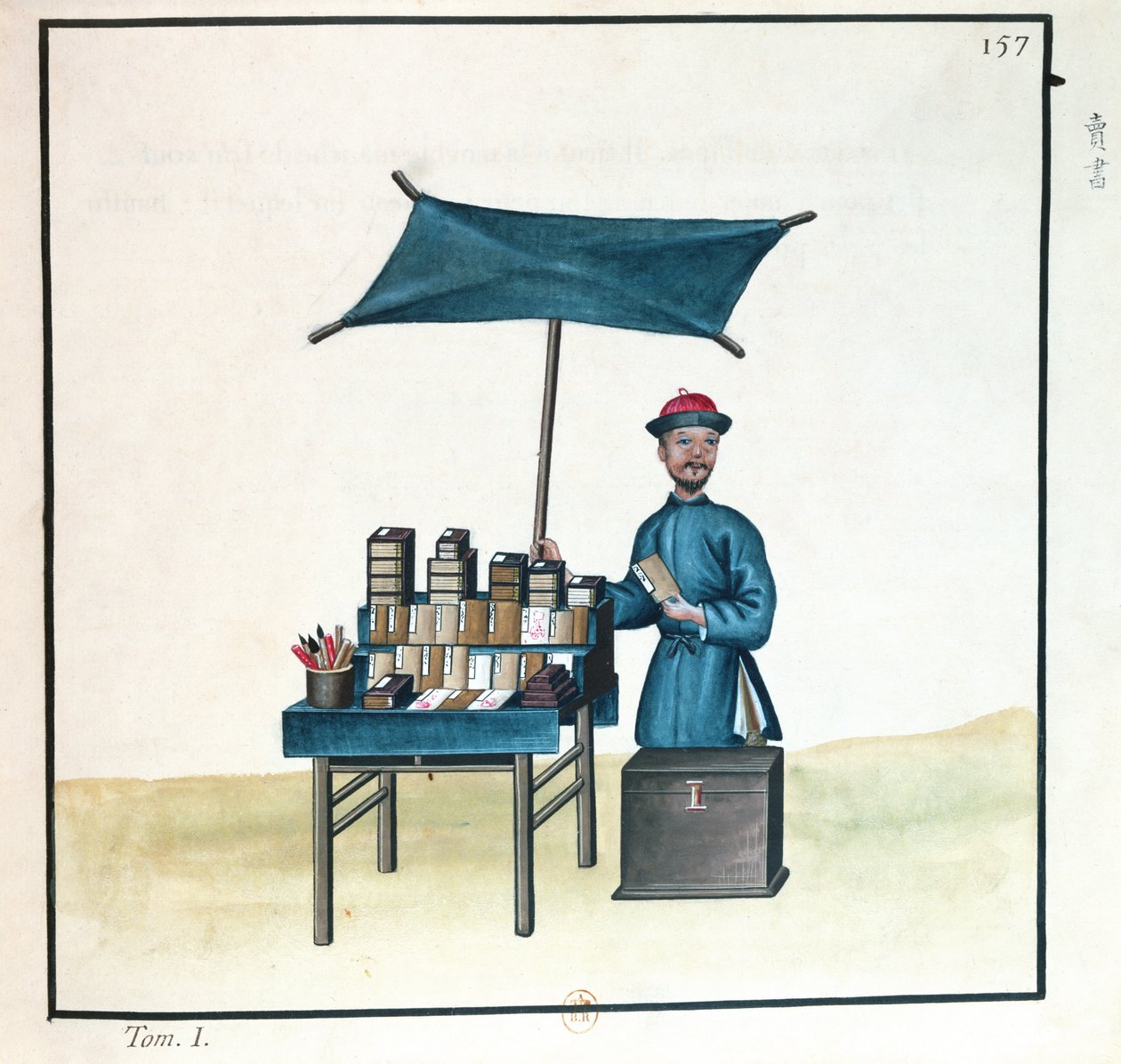 Der Buchhändler, aus einem Buch über die Straßenrufe von Peking, um 1785 von French School