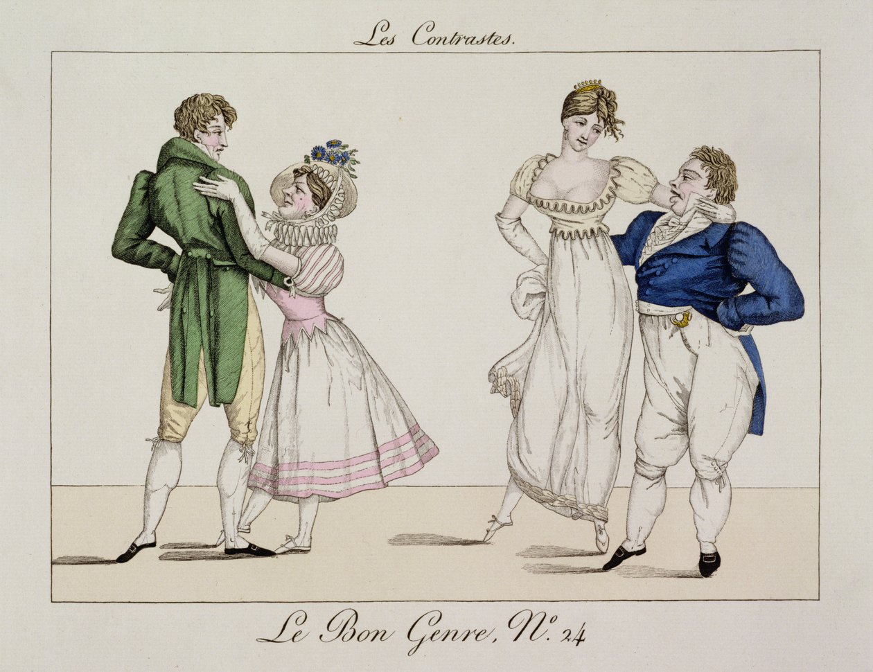 Die Kontraste, Tafel 24 aus Le Bon Genre, 1811 von French School
