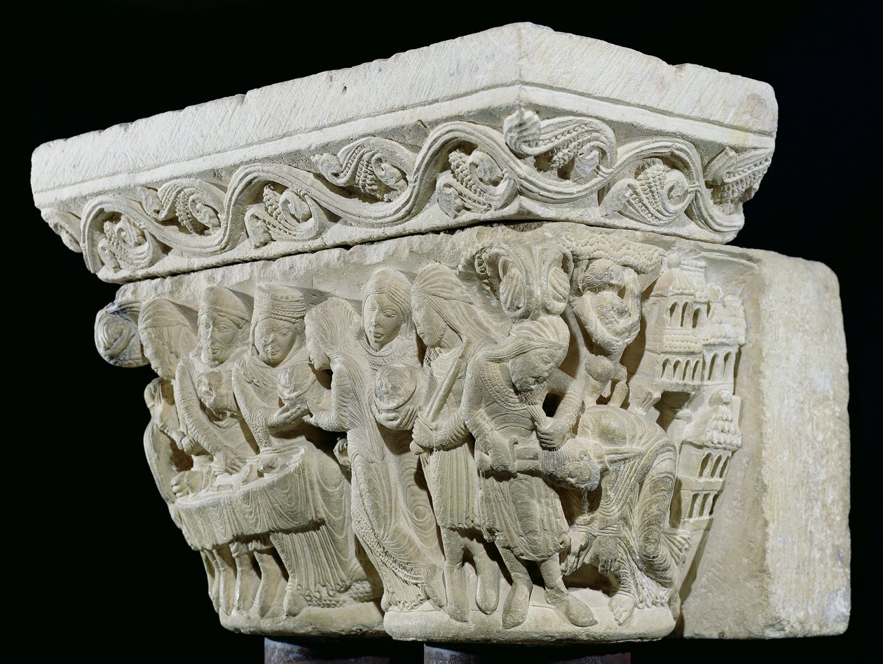 Der Tod von Johannes dem Täufer, Relief von einem Kapitell von French School