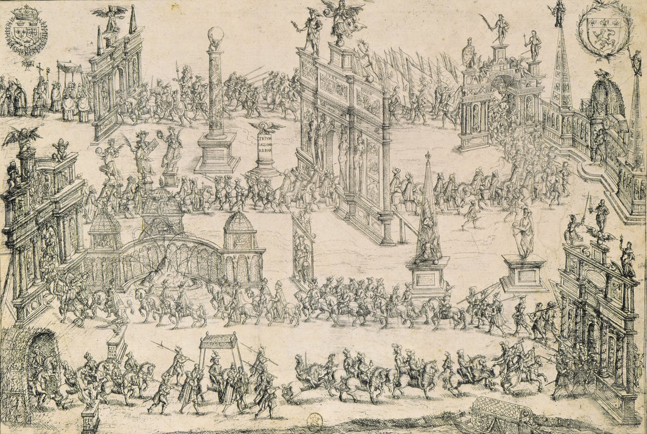 Der Einzug von Heinrich IV. (1553-1610) in Lyon, 4. September 1595 von French School