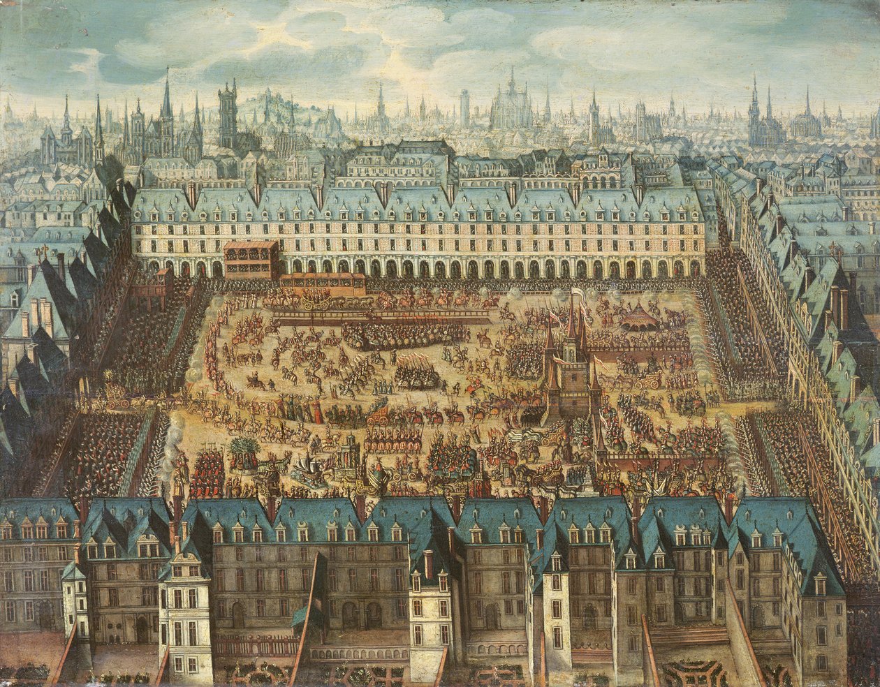 Das glorreiche Ritterturnier auf dem Place Royale zur Feier der Hochzeit von Ludwig XIII. (1601-43) mit Anna von Österreich (1601-66) am 5., 6. und 7. April 1612 von French School