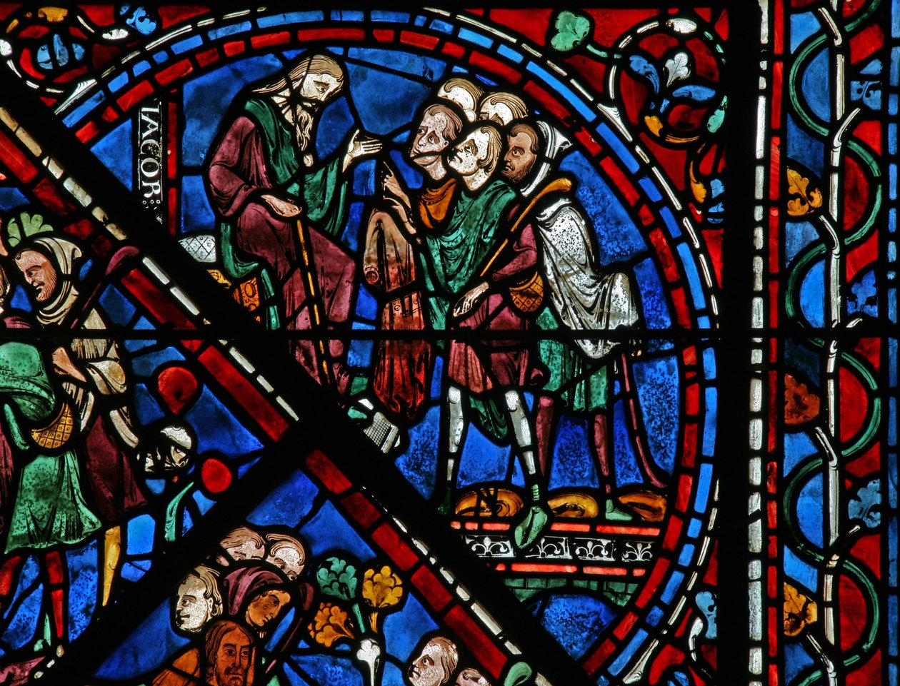 Das Joseph-Fenster: Seine Brüder präsentieren Jakob seinen blutbefleckten Mantel von French School