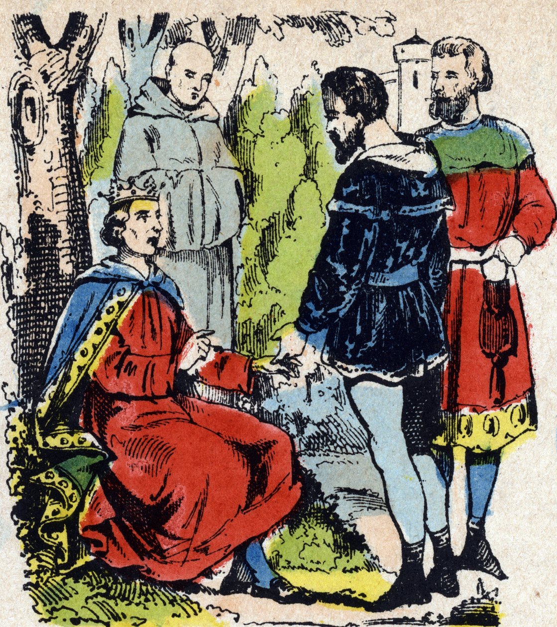 Der König von Frankreich Ludwig IX genannt Saint-Louis (1214-1270) spricht unter einer Eiche in Vincennes Recht von French School
