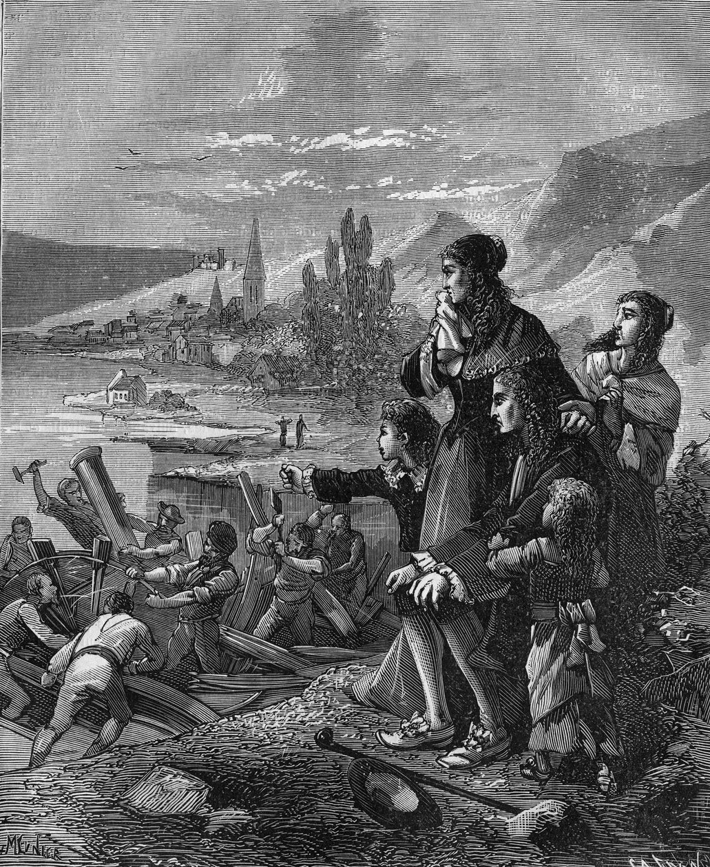 Die Munden-Seeleute zerstörten das „Dampfschiff“ von Denis Papin (1647-1712), einem französischen Physiker und Erfinder von French School
