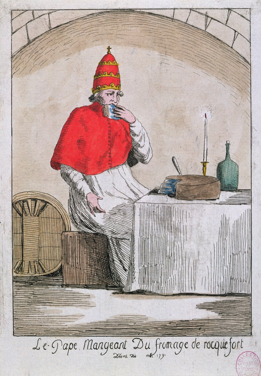 Der Papst isst Roquefort-Käse, 1791 von French School